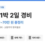 일본 1박 2일 경비 항목별 예산 정리 이미지